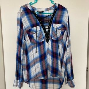 Sexy Express Lace-Up Plaid Shirt